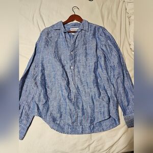 Frank And Eileen Blue Striped Button-Up Shirt Linen